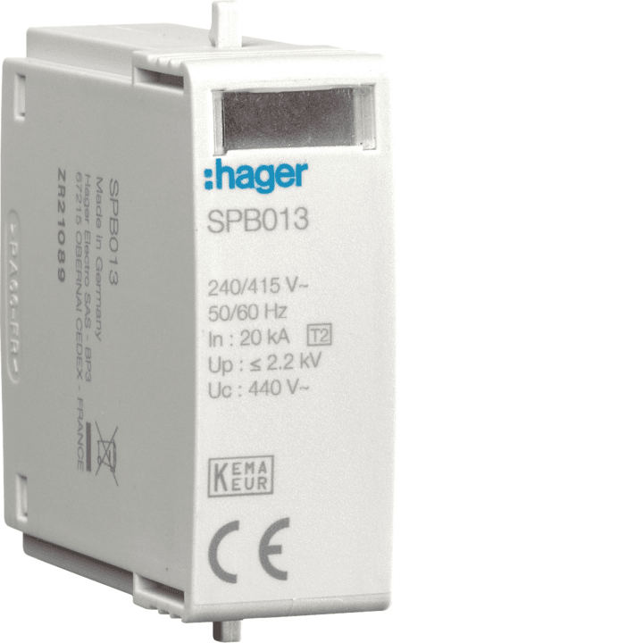 Hager SPB013 Type 2 ylijännitesuojakasetti 40kA 440V IT