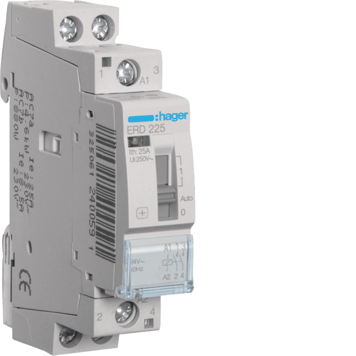 Hager ERD225 nepaisymo kontaktorius 25A 2NO 24V