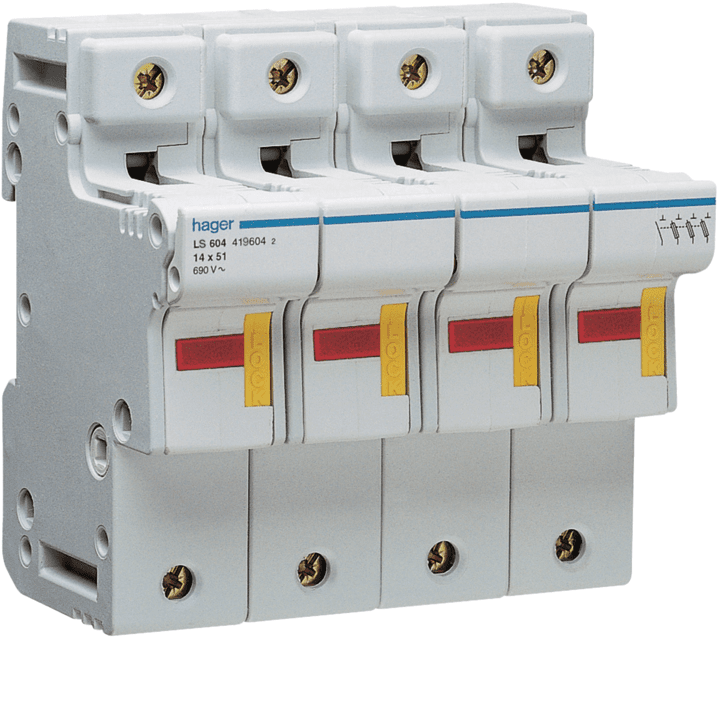 Hager LS604 Fuse Carrier 3P+N 50A L51 acc. 6M
