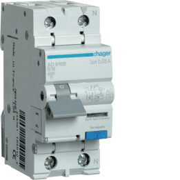 Hager AD916J RCBO 1P+N 6kA B-16A 30mA AC