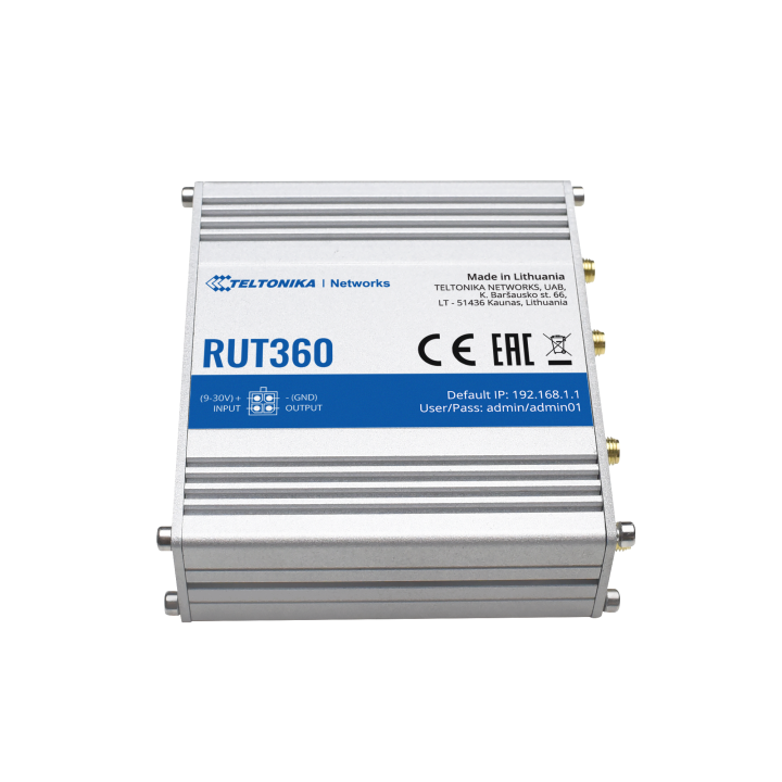 TELTONIKA TK-RUT360 maršrutētājs – 100Mbps Wi-Fi 4/N, 10/100 Ethernet, kompakts galddators