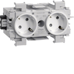 Hager GS20119016 Socket-outlet 2-gang 45° Wago f-mount tw