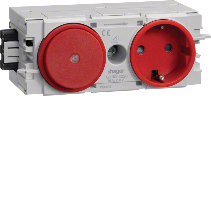Hager GS11003020 Socket-outlet+Switch C-Profile Red
