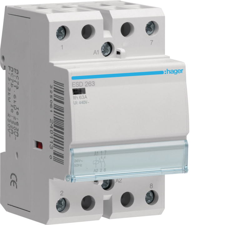 Контактор Hager ESD263, 63А, 2NO, 24VAC