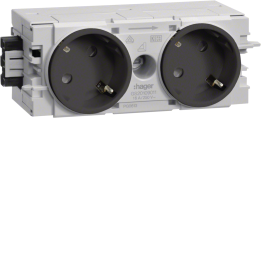 Hager GS20109011 2-Gang Socket-Outlet 45° Wago C-Profile White