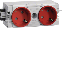 Hager GS20103020 2-Gang Socket-Outlet 45° Wago C-Profile Red