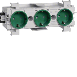 Hager GS30016029 3-Gang Socket-Outlet Green