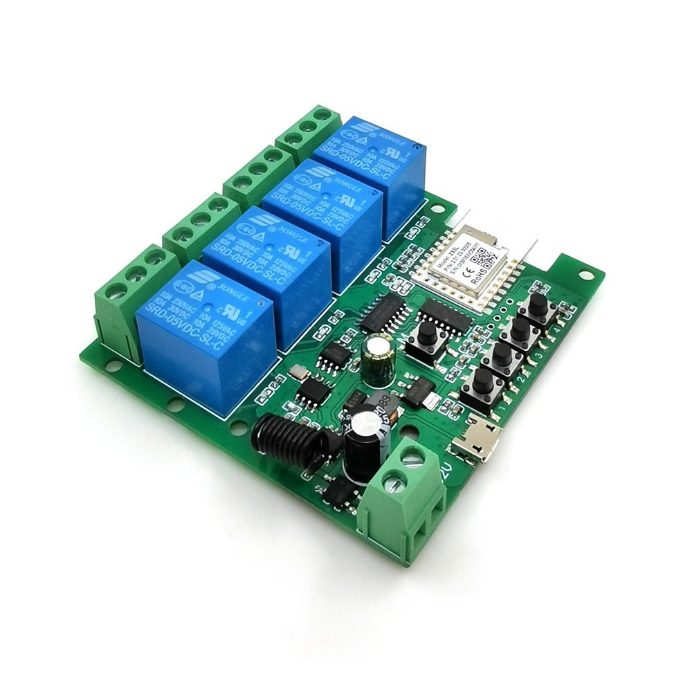 SmartWise 5V-32V 4-osainen alyrelekytkin, kuivakoskettimella ja hetkekytkimella, Zigbee + RF