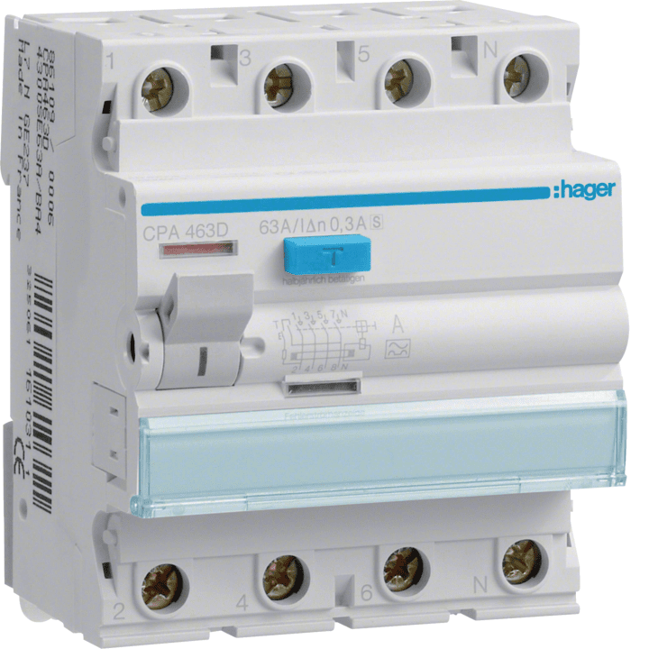 Hager CPA463D RCCB 4P 63A 300mA A-tüüpi selektiivne (S)