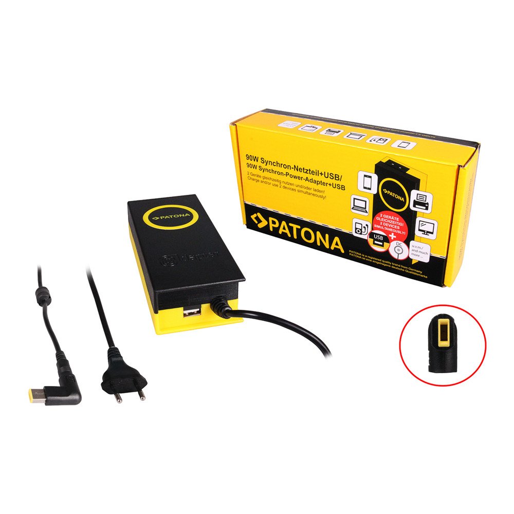Laturi 20V Slim Tip 90W/4,74A+usb-lahto