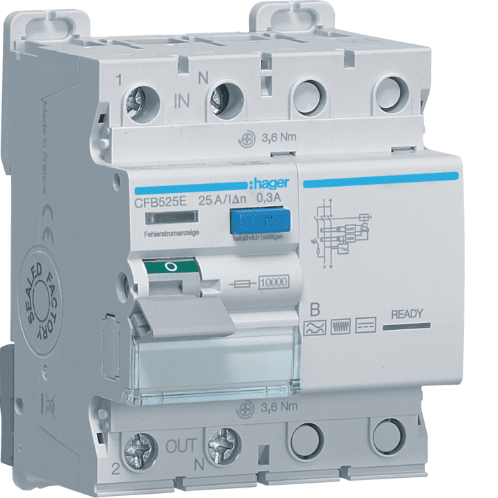 Hager CFB525E RCCB 1P+N 25A 300mA tüüp B