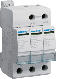 Hager SPB517 ylijännitesuoja 3P 40kA Type 2 IT FM