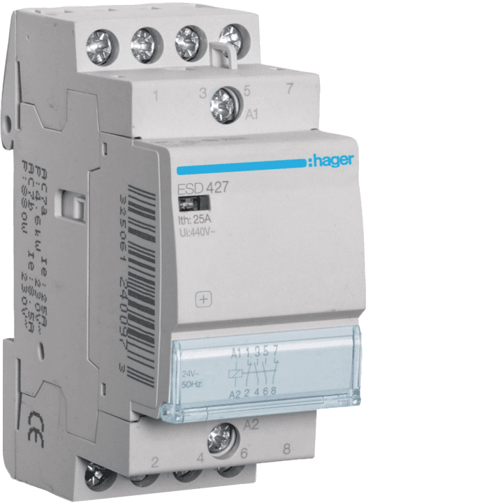 Hager ESD427 kontaktor 25A 2NO+2NC 24V