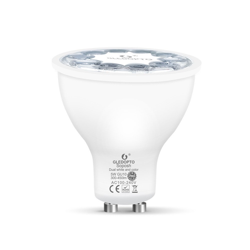 Gledopto GL-S-006P, Pro spotlight LED bulb, GU10, 5W RGB+CCT, with Zigbee + RF protocols, eWeLink / Tuya / SmartThings / Philips