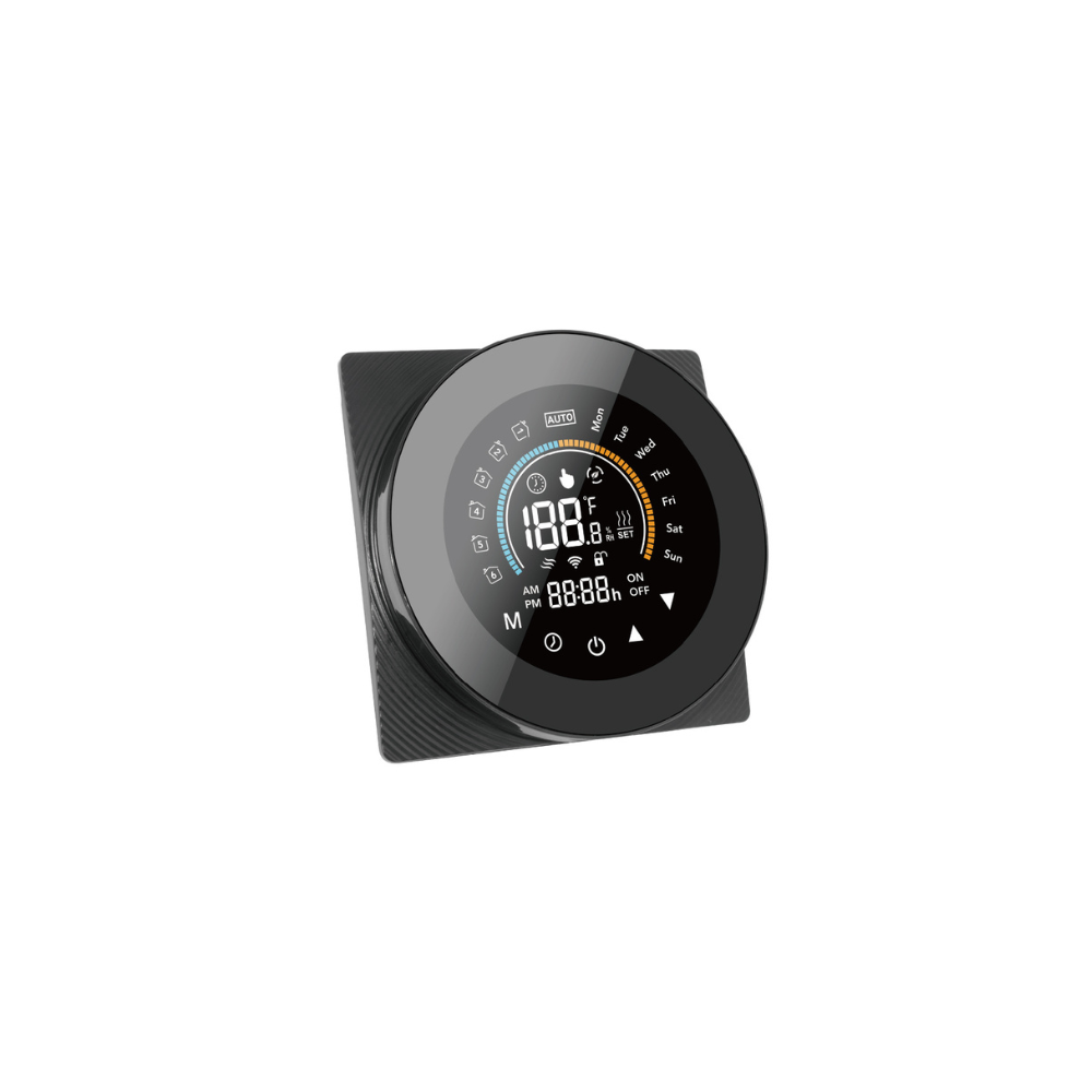 SmartWise WiFi smart thermostat, COLOR eWeLink app compatible, Type 'C' (dry contact), black front panel, colour touch display