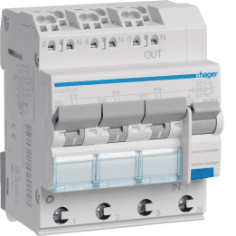 Hager ADZ310D RCBO 3X1P+N 6kA B-10A 30mA A tipas