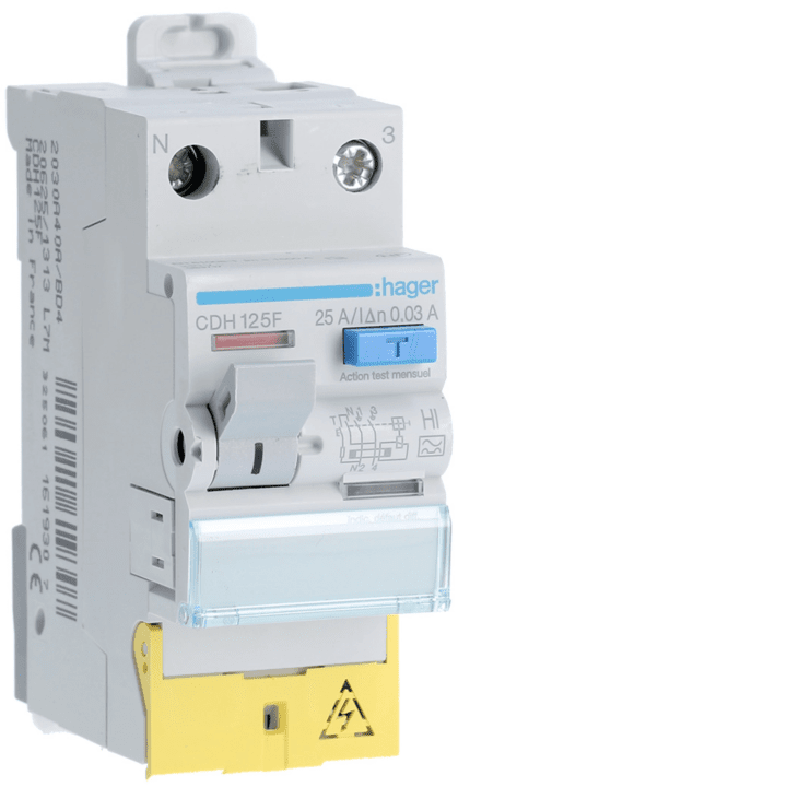 Hager CDH125F RCCB 1P+N 25A 30mA HI