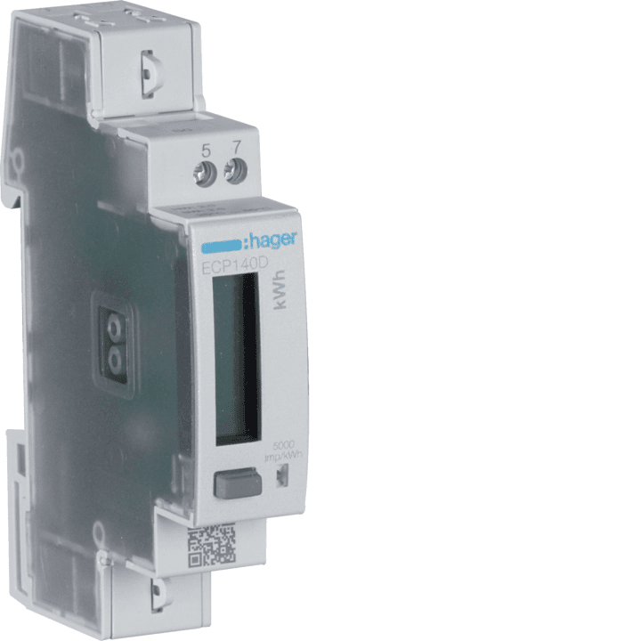 Hager ECP140D 1-Phase kWh Meter Direct 40A 1 Module MID