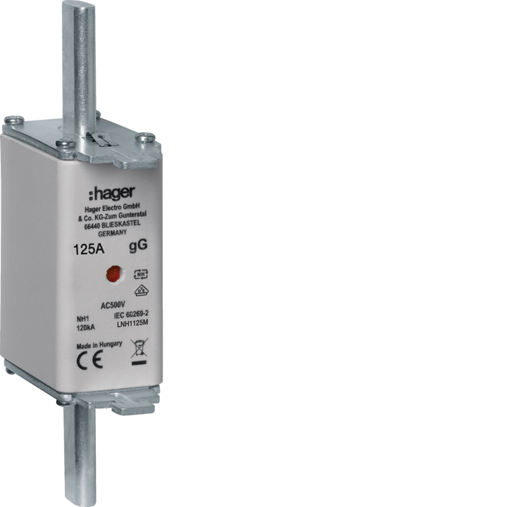 Hager LNH1125M HRC LV drošinātāju saite NH1 gG AC500V 125A