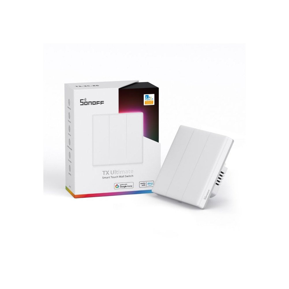 Sonoff TX Ultimate T5 EU 3C 3-gang smart WiFi + eWeLink-Remote (Bluetooth) wall touch light switch