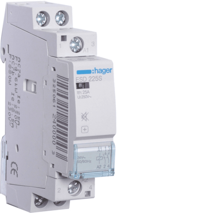 Hager ESD225S Humfree kontaktorius 25A 2NO 24V