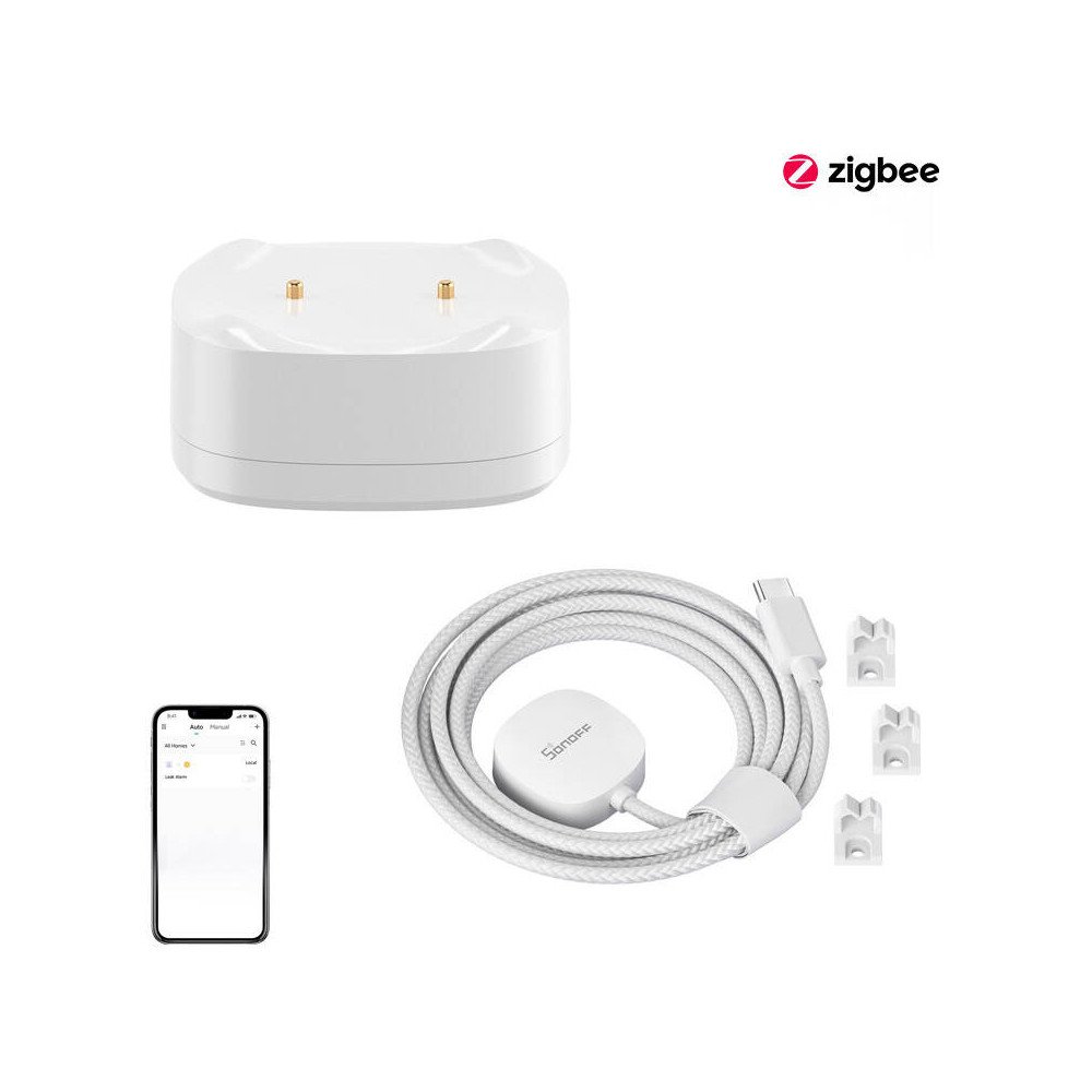 Vandens nuotekio/potvyniu jutikliu rinkinys ZigBee SONOFF SNZB-05P + Kabelis WLDC200