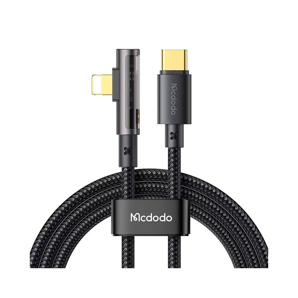 McDodo CA-3390 36 W 1,2 m USB-C lidz Lightning lenka kabelim (melns)