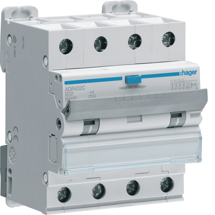 Hager ADM432C RCBO 4P 6kA B-32A 30mA A tipas