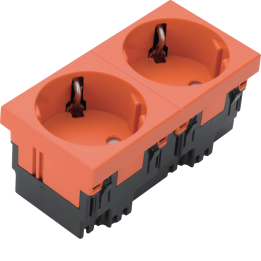 Hager ESR2332004 Rastec 33° 2-Gang Socket Outlet Orange