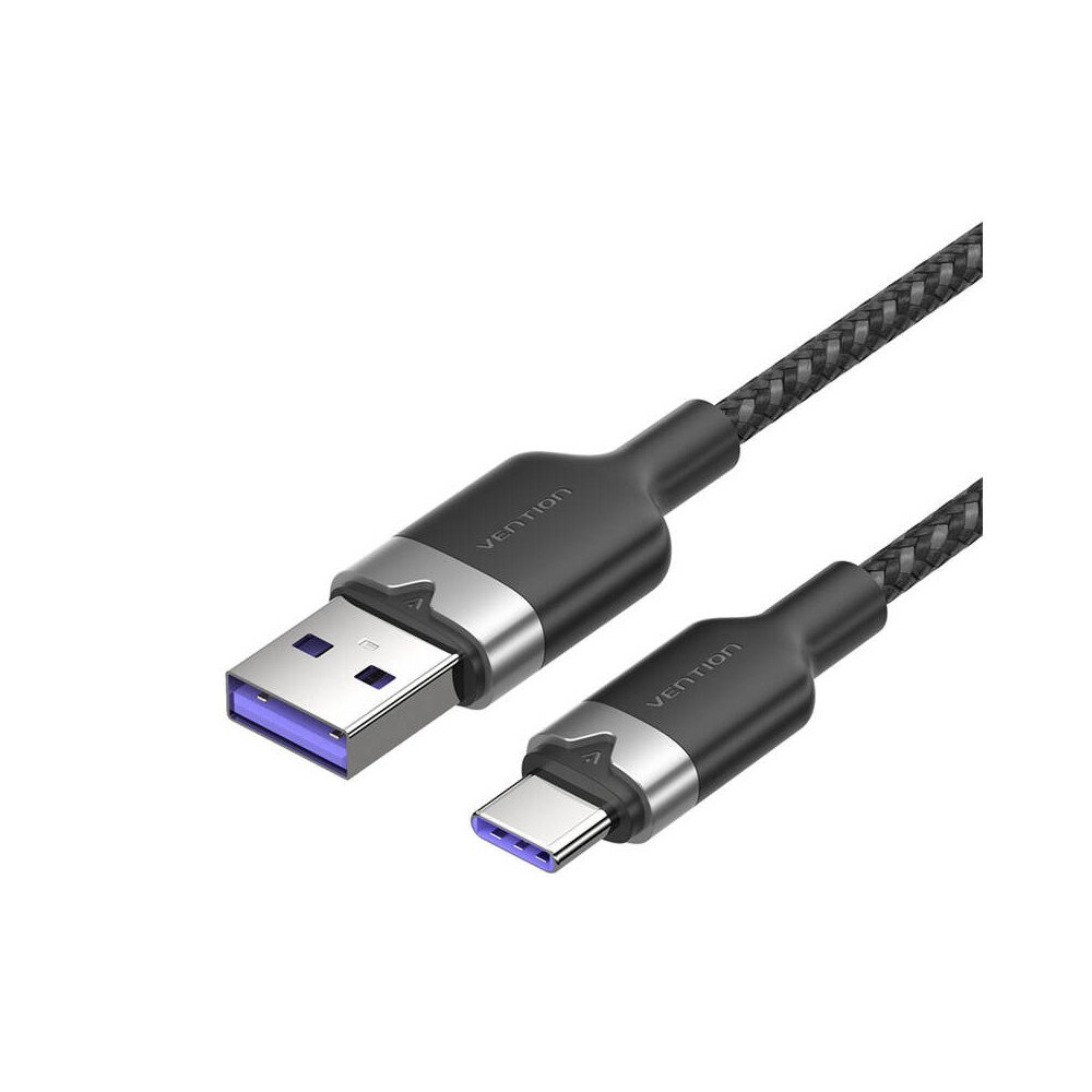 USB 2.0 A i USB-C 6A ventiliacijos CTOBF 1M kabelis (juodas)