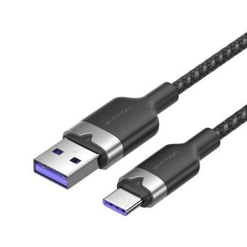 USB 2.0 A kuni USB-C 6A Vention CTOBH 2M kaabel (must)