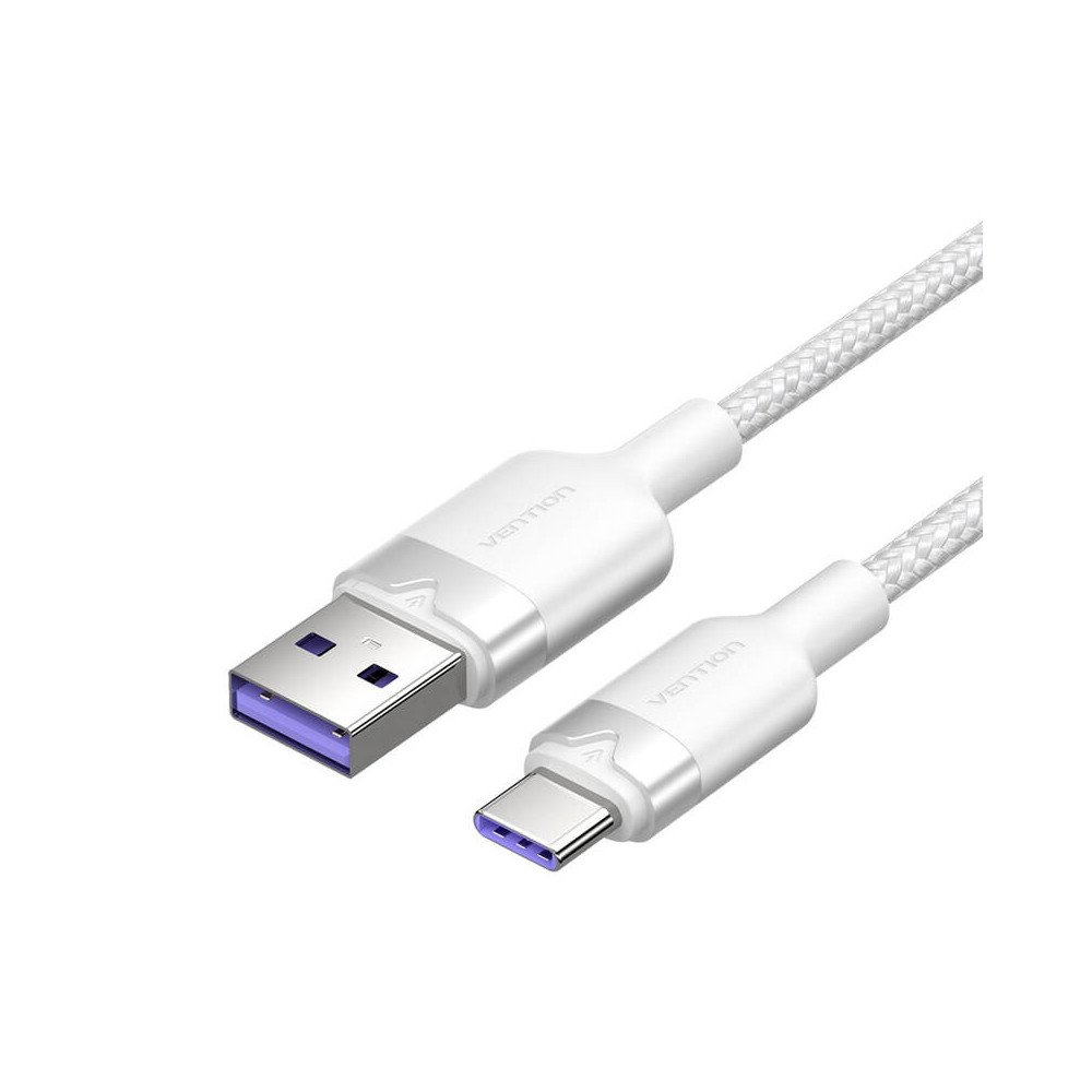 USB 2.0 A lidz USB-C 6A Vention CTOWH 2M kabelis (balts)