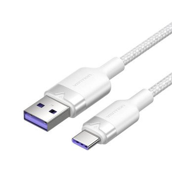 USB 2.0 A lidz USB-C 6A Vention CTOWH 2M kabelis (balts)
