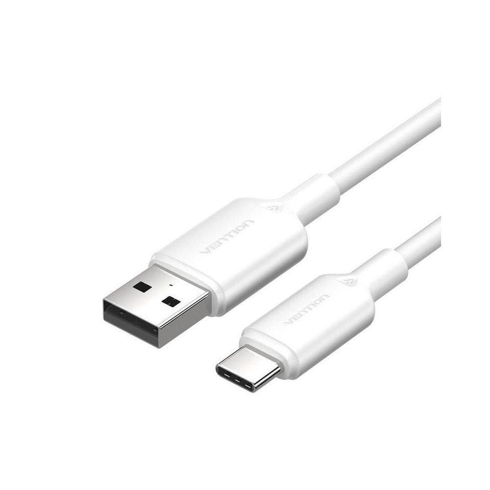 USB 2.0 AUSB-C 3A kabelis Vention CTQWF 1M (balts)
