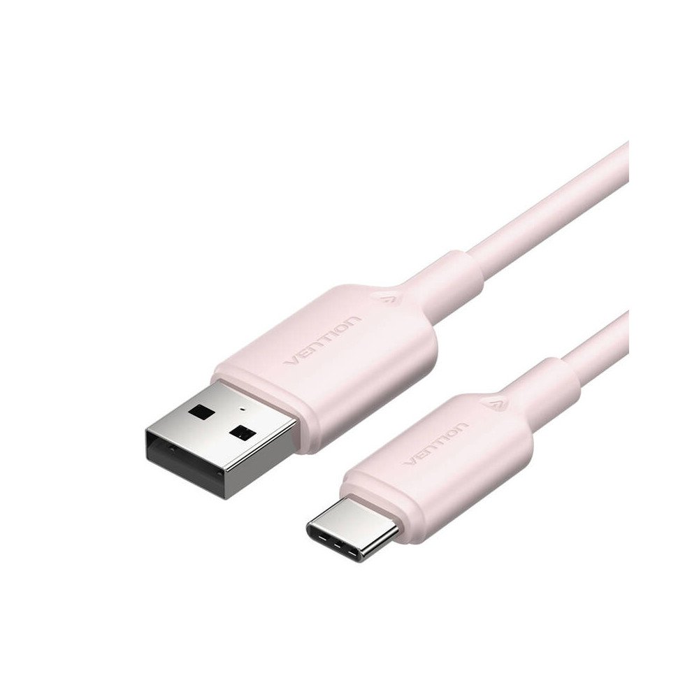 USB 2.0 A i USB-C 3A laidas Vention CTQPF 1M (rozinis)