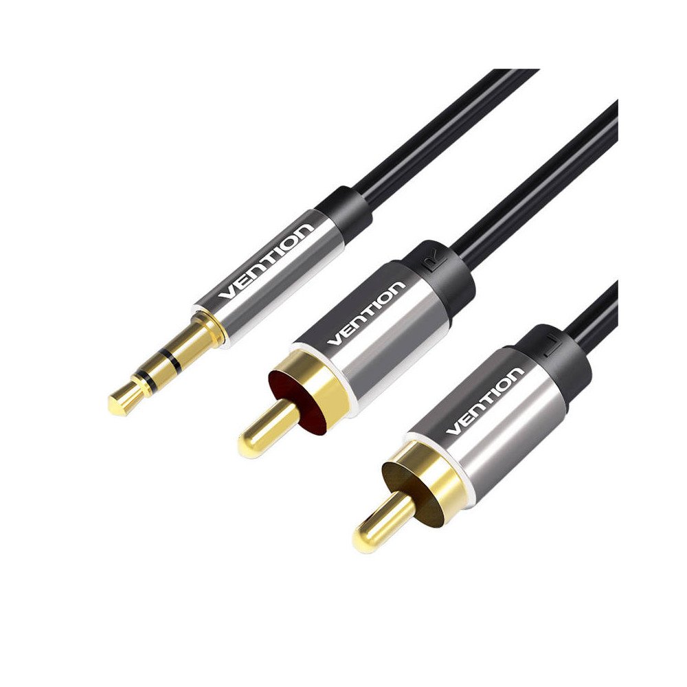 Garso laidas nuo 2xRCA iki 3,5 mm ventiliacijos BCFBD 0,5 m (juodas)