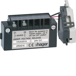 Устройство Hager HXA051H, устройство отключения при пониженном напряжении (UVR), 24V DC с задержкой для x/P160-x/P630