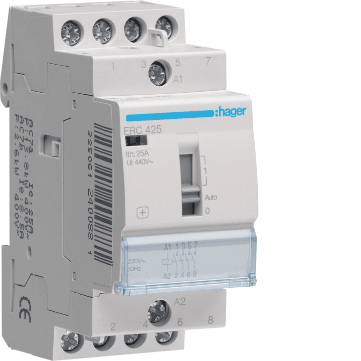 Hager ERC425 nepaisymo kontaktorius 25A 4NO 230V