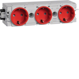 Hager GS30003020 3-Gang Socket-Outlet, C-Profile, Red