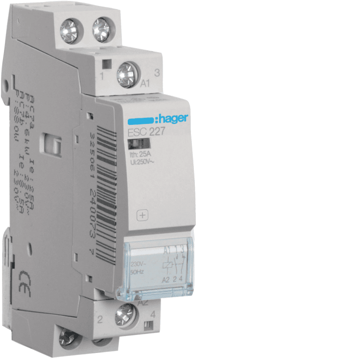 Hager ESC227 Kontaktorius 25A 1NO+1NC 230V AC