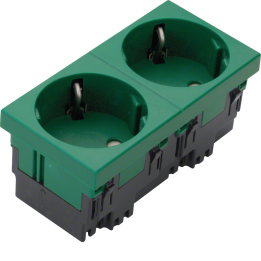 Hager ESR2336029 Rastec 33° 2-Gang Socket Outlet Mint Green