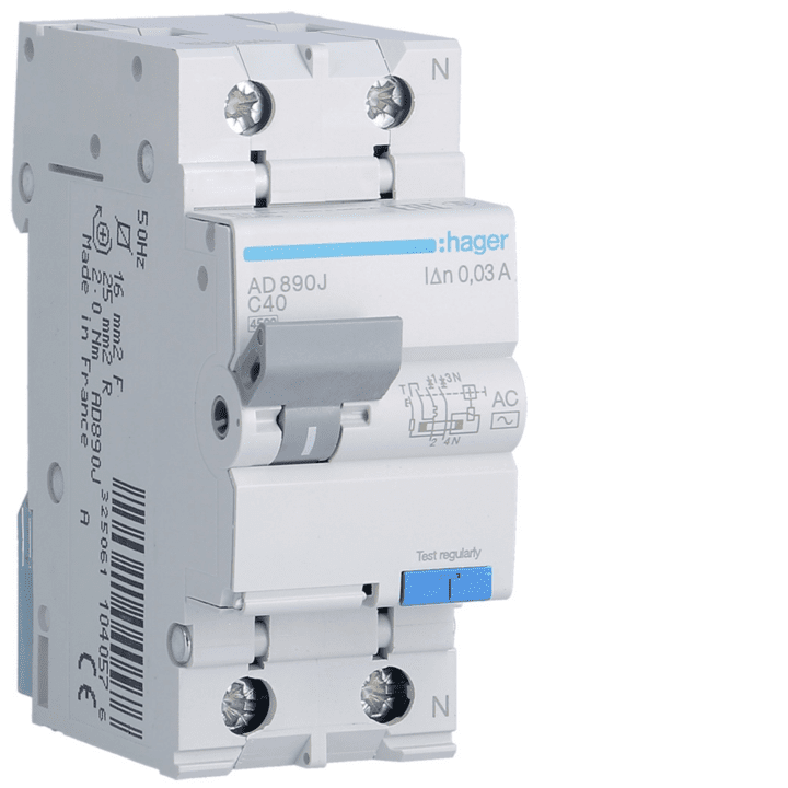 Hager AD990J RCBO 1P+N 4,5kA C-40A 30mA AC
