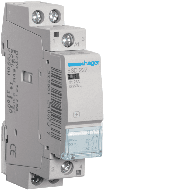 Hager ESD227 kontaktorius 25A 1NO+1NC 24V