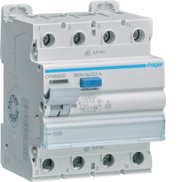 Hager CFA640D RCCB 3P+N 80A 300mA Type A