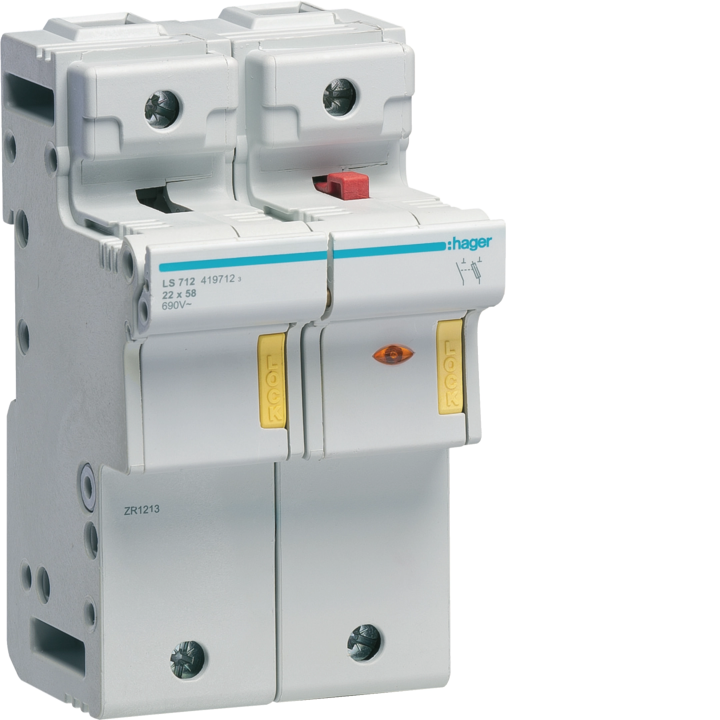 Hager LS712 Fuse Carrier 1P+N 125A 4M