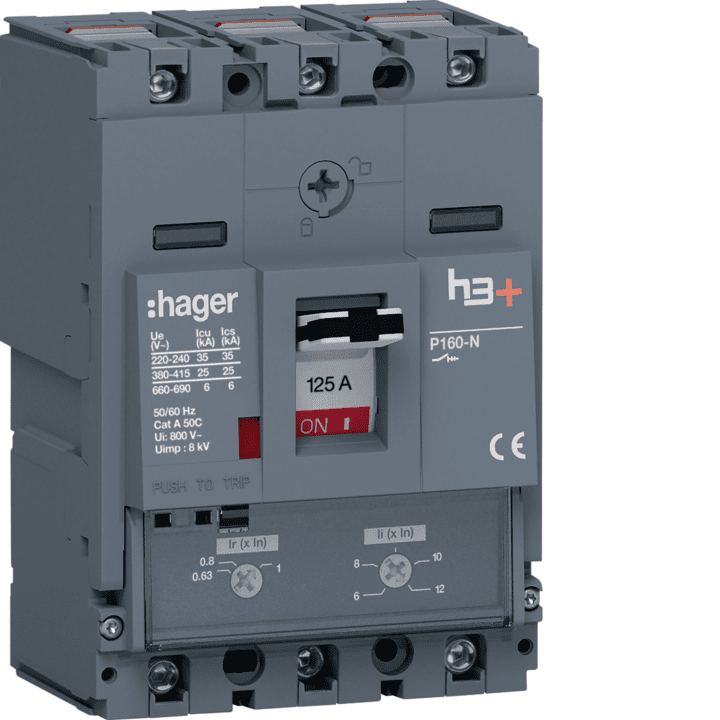 Hager HHS125DC MCCB H3+ P160 TM 3P 125A 25kA