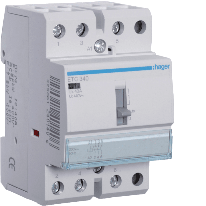 Hager ETC340 naktinis ir dieninis kontaktorius 40A 3NO 230V