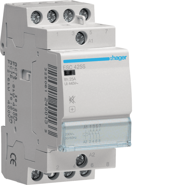 Контактор Hager ESC425S Humfree, 25А, 4NO, 230В