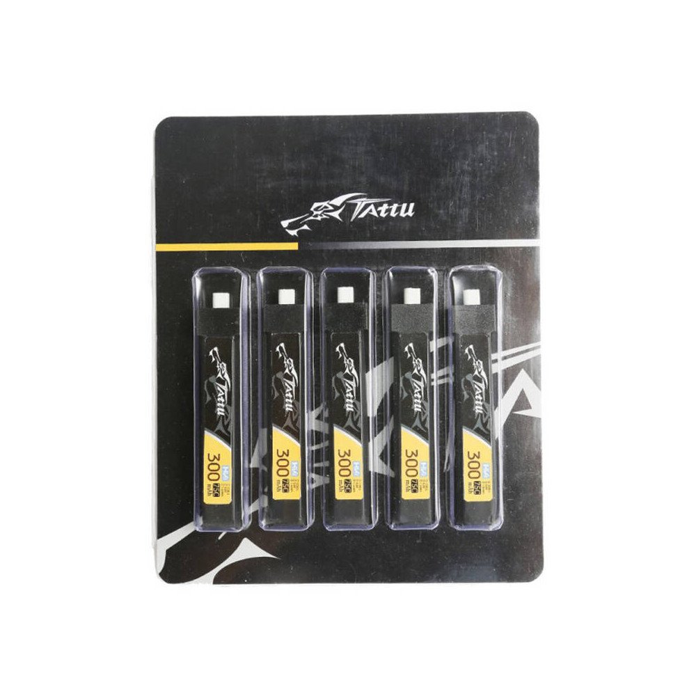 Tattu LiPo 300mAh 3.8V 75C 1S1P HV BT2.0.5 akku (5kpl)