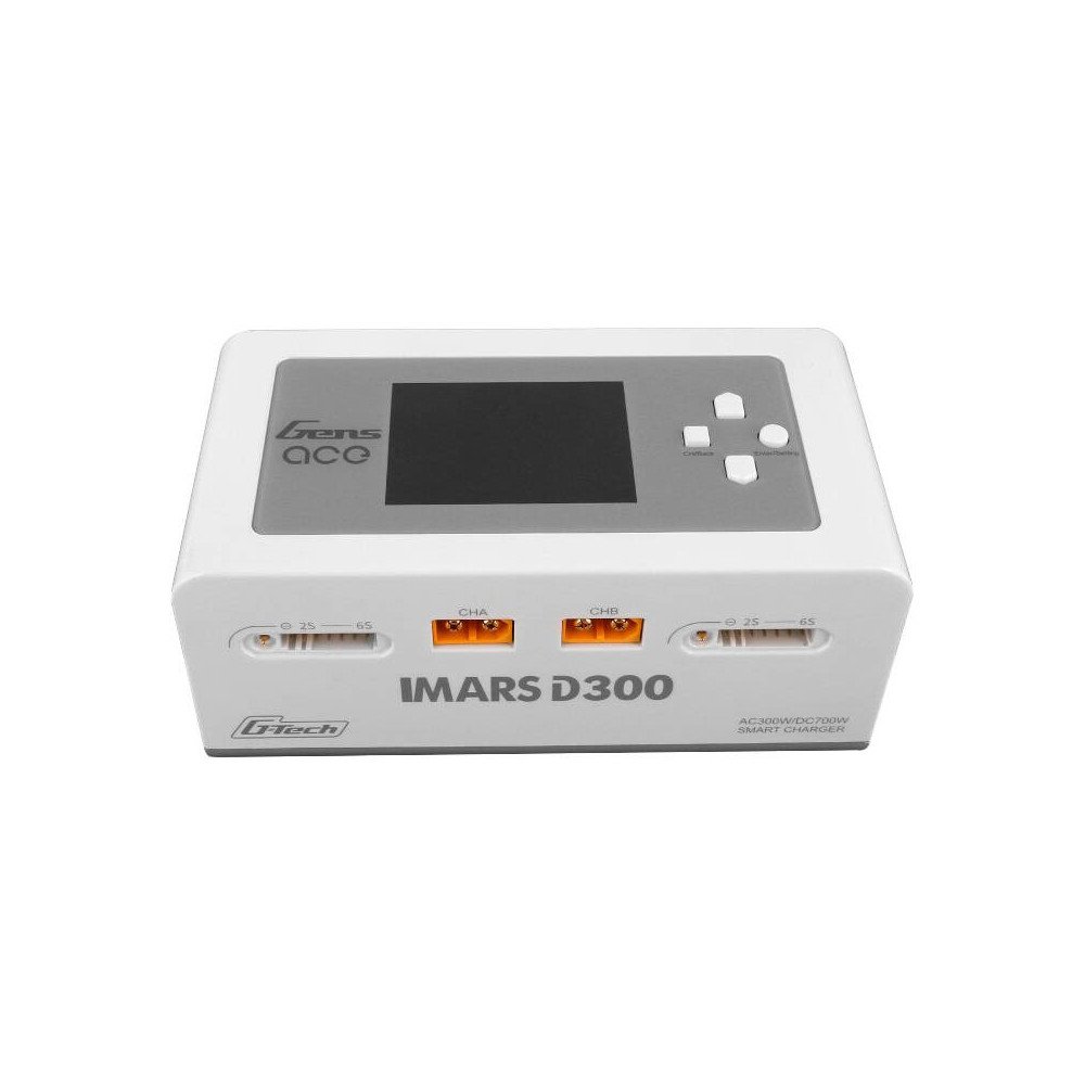 Gens Ace IMARS D300 G-Tech Channel AC/DC 300W/700W RC-akkulaturi-EU valkoinen